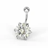 Titaaninen kukkanapakoru | Small Deluxe Clear CZ Flower