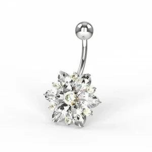 Titaaninen kukkanapakoru | Small Deluxe Clear CZ Flower
