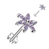 Titaaninen labret 1mm, Purple Push in Flower Labret