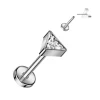 Titaaninen labret 1mm, Push in Triangle CZ Labret