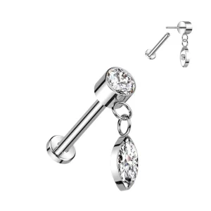 Titaaninen labret 1mm, Push in Labret -roikkuva koriste