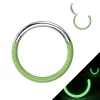 Titaaninen lävistysrengas 1,2mm, Front Glow -pimeässä hohtava (vihreä)