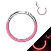 Titaaninen lävistysrengas 1,2mm, Front Glow -pimeässä hohtava (pinkki)