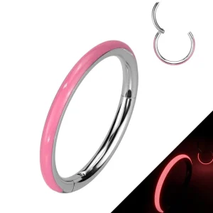 Titaaninen lävistysrengas 1,2mm, Glow -pimeässä hohtava clicker (pink)