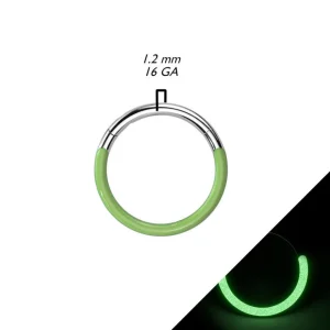 Titaaninen lävistysrengas 1,2mm, Front Glow -pimeässä hohtava (vihreä)