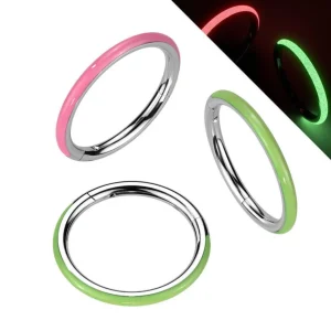 Titaaninen lävistysrengas 1,2mm, Glow -pimeässä hohtava clicker (pink)