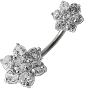 Titaaninen napakoru kukkakoristeella | Two Crystal Flowers