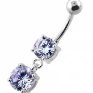 Titaaninen napakoru | Kaunis Cubic Zirconia napakoru kahdella kivellä