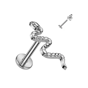 Titaaninen rustokoru/traguskoru, Snake Stud -kivetön käärmelabret