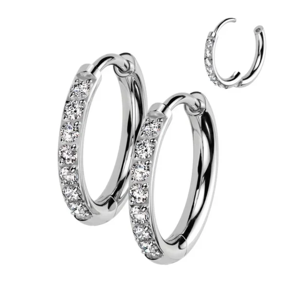 Titaaniset hopeanväriset kimaltavat renkaat, Titanium Hoops