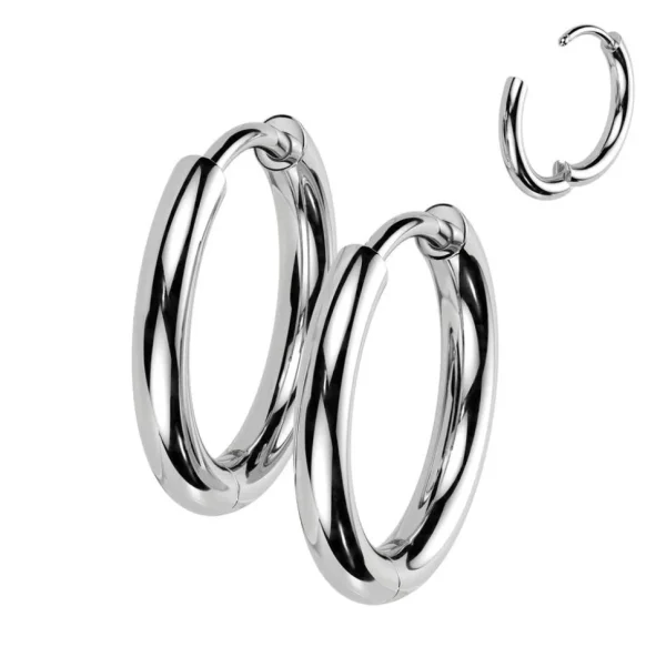 Titaaniset hopeanväriset renkaat, Titanium Hoops (kaksi kokoa)