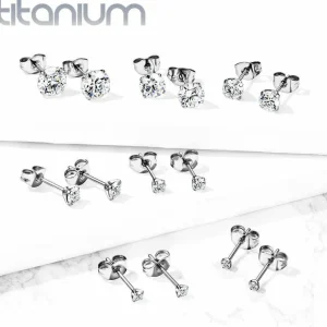Titaaniset korvanapit, Classic Titanium Cubic Zirconia