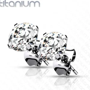 Titaaniset korvanapit, Classic Titanium Cubic Zirconia