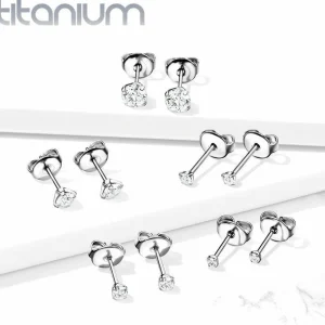 Titaaniset korvanapit, Martini Set Titanium Cubic Zirconia Earstuds