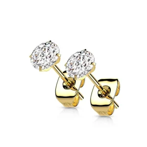 Titaaniset kullanväriset korvanapit, Titanium CZ Earstuds in Gold