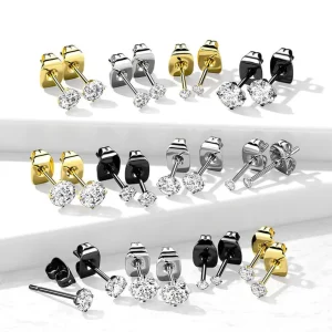 Titaaniset kullanväriset korvanapit, Titanium CZ Earstuds in Gold