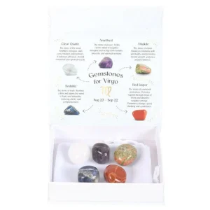 Virgo Crystal Tumblestone Set -neitsyen luonnonkivi lahjapakkaus