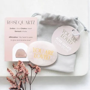 You Are Loved Rose Quartz -ruusukvartsi kämmenkivi "olet rakastettu"