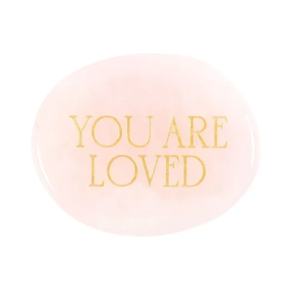 You Are Loved Rose Quartz -ruusukvartsi kämmenkivi "olet rakastettu"